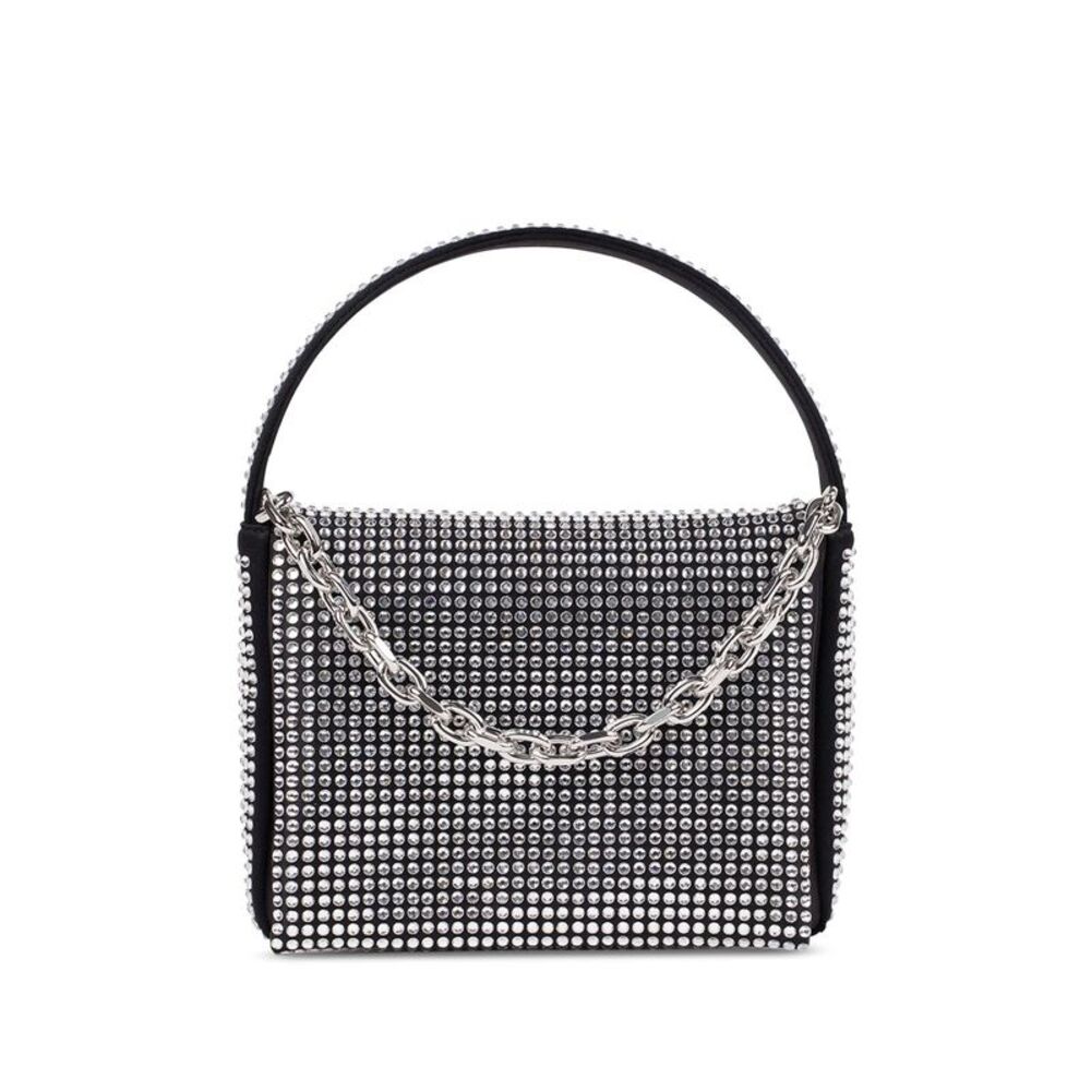 LISELLE KISS Women's Black Rhinestone Chain Detail Single Strap Crossbody